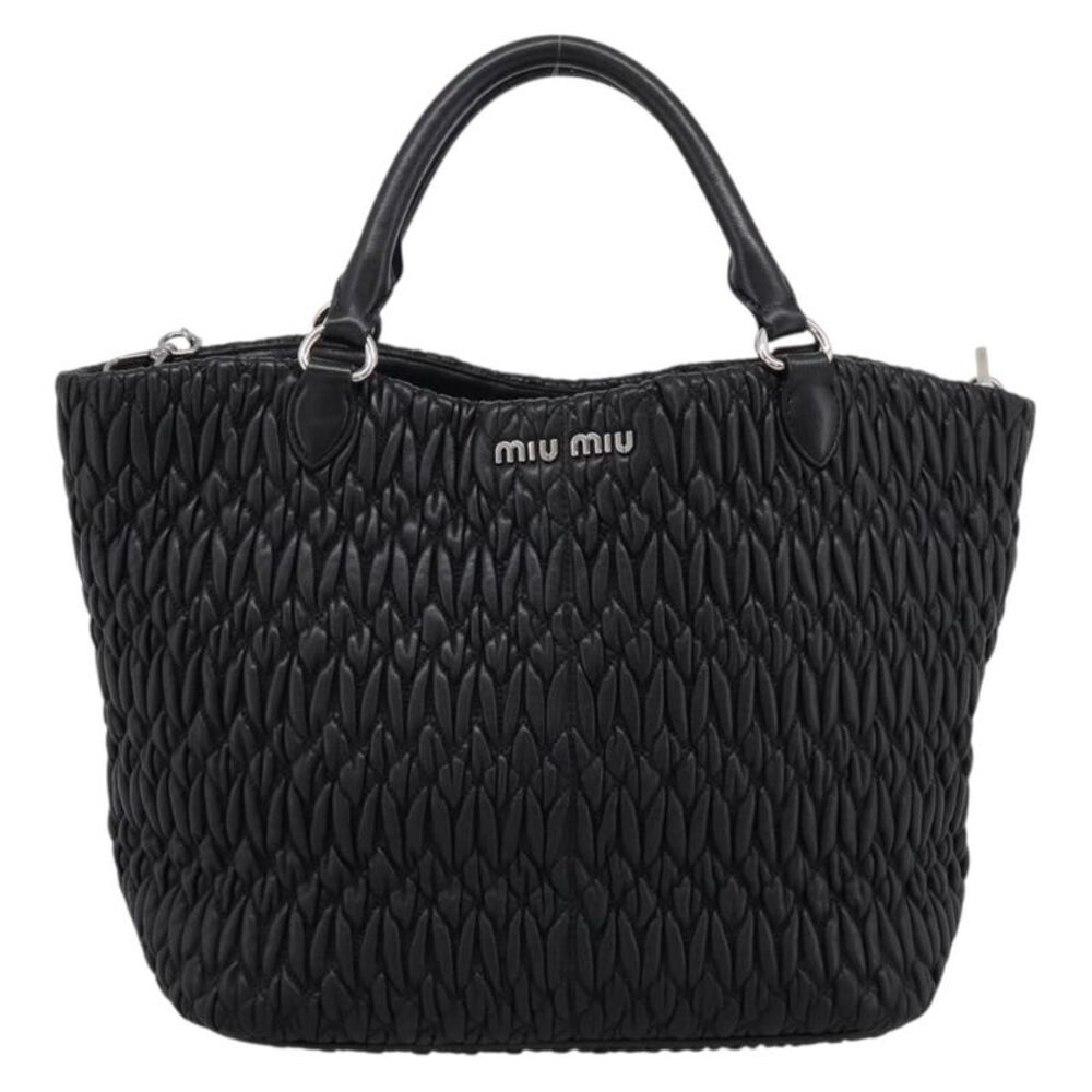Miu Miu Shopper Tote Matelasse Leather Black Leather Handbag